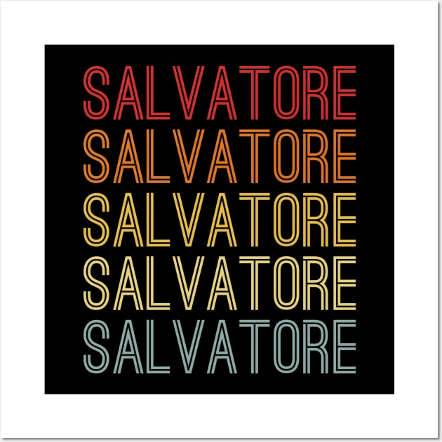 Salvatore Name Vintage Retro Pattern Wall Art by CoolDesignsDz